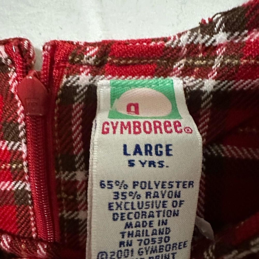 Gymboree Girls Large 5 Years Vintage Red Plaid Flannel Dress 2001 Collection - Picture 2 of 4